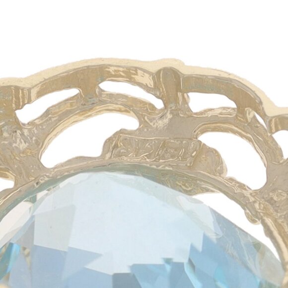 Yellow Gold Blue Topaz & Diamond Enhancer Pendant 14k Oval Checkerboard 9.15ctw - Picture 4 of 4